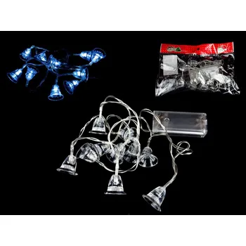 Vánoční dekorace Světýlka 10 LED ZVONKY 1 m – STUDENÁ BÍLÁ