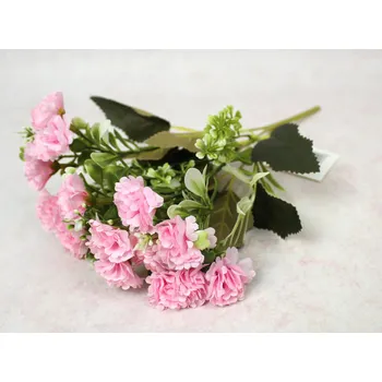 umělá květina Kytice GOŹDZIK výška 32 cm, 5 stonků (15 květů 3x1 cm) RŮŽOVÁ