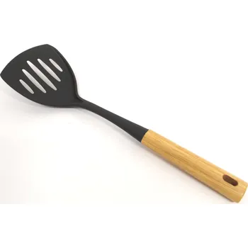 Obracečka d Otevřená kuchyňská lopatka z plastu s dřevěnou rukojetí 35 x 10 cm
