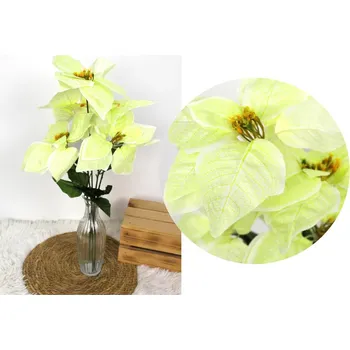 umělá květina Kytice betlémská hvězda, POINSECJA výška 50 cm, 5 květů (20 cm) – ZELENÁ