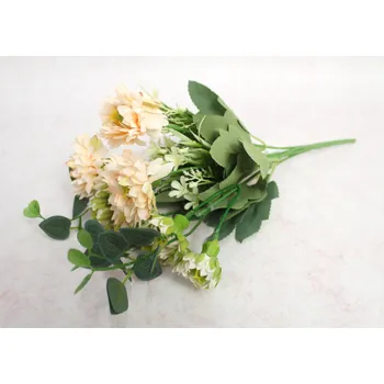 umělá květina Kytice DALIA výška 33 cm 7 STONKŮ (10 květů 4,5-6 cm) BROSKVOVÁ