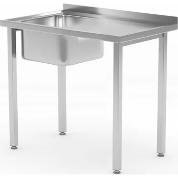 Jídelní stůl Dřezový stůl, šroubovaný, HENDI, Kitchen Line, umyvadlová mísa na levé straně, 800x600x(H)850mm