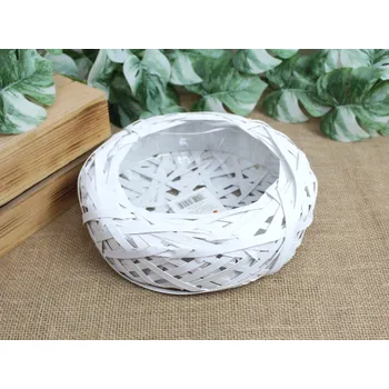 Obal na květináč Obal z proutí, ratanu s plastovou vložkou GNIAZDO 25x8 cm – BÍLÁ