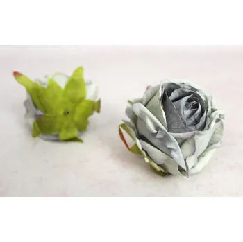 umělá květina Květinová hlava RŮŽE 8 cm ŠEDO-MODRÁ