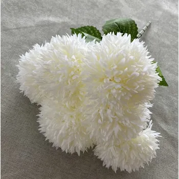 umělá květina Kytice CHRYZANTEMA POSTRZĘPIONA výška 42 cm 6 stonků (6 květů 10 cm) BÍLÁ