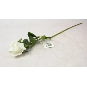 umělá květina Květ RŮŽE výška 66 cm (hlava 7x7 cm) BÍLÁ