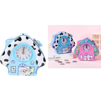 Pokladnička Pokladnička, kovová krabička HODINY 14x13x6,5 cm MIX BAREV