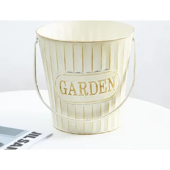 Obal na květináč Kovový obal RETRO s plechovým držadlem 21x21x15 cm