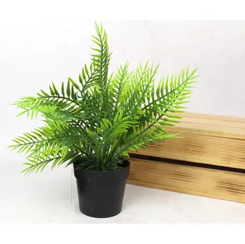 umělá květina Květina PAPRAK silikonová PE v květináči výška 27 cm ZELENÁ