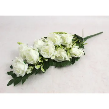 umělá květina Kytice RŮŽE s doplňky výška 50 cm, 12 stonků (12 květů 5x3 cm) BÍLÁ