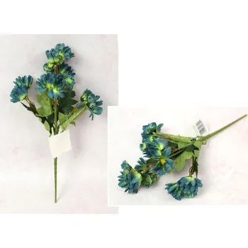 umělá květina Kytice GERBERA výška 32 cm, 5 stonků (15 květů 4-2,5 cm) MODRÁ