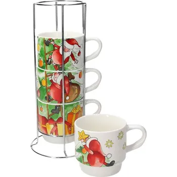 TOGNANA Santa Climb 320 ml 4 ks - porcelánové šálky na cappuccino s podstavcem