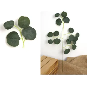 umělá květina List 1-ramienny, pik EUKALIPTUS výška 50 cm ZELENO-ŠEDÝ