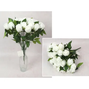 umělá květina Kytice RŮŽA výška 36 cm, 24 stonků (24 květů 5x4,5 cm) BÍLÁ