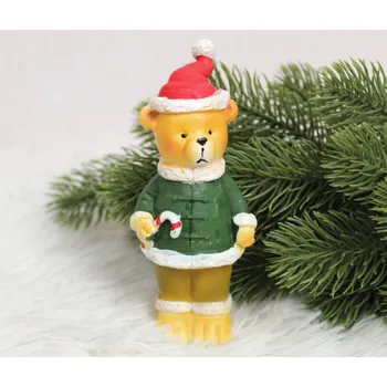 Vánoční dekorace Figurka polyston MEDVÍDEK světle HNĚDÝ vánoční 13,5 cm (35352-3)