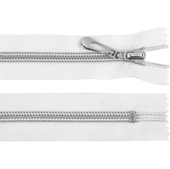 Zip Spirálový zip No 7 délka 18 cm se stříbrnými zoubky - 101 bílá