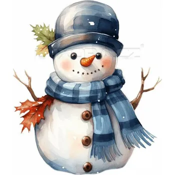 Nášivka Nažehlovačka Sněhulák s modrou šálou - 5 x 6 cm