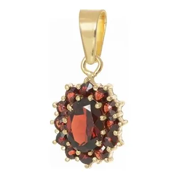Přívěsek Stříbrný pozlacený přívěšek s českými granátky STRZ1059F