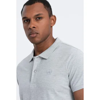 Pánská košile Pánská polokošile z piké úpletu - šedá melanž V20 S1374 - XL