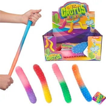 Dětské zboží Kaktus antistresový natahovací plněný pískem 290g silikon 24cm 4 barvy 24ks v boxu