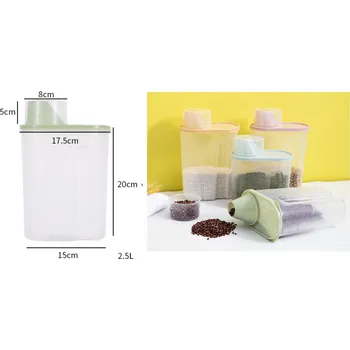 Dóza na potraviny Nádoba s víkem a odměrkou pro skladování, zelená, PLAST, 20 x 17,5 x 15 cm