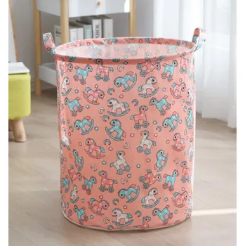 Dětsný nábytek Koš na hračky z voděodolného materiálu KONÍK 50x38 cm RŮŽOVÝ
