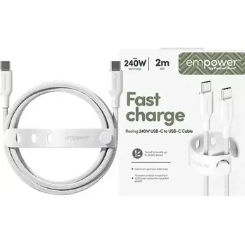 Datový kabel PanzerGlass empower 240W USB-C to USB-C USB 2.0 2M bílá (198307)