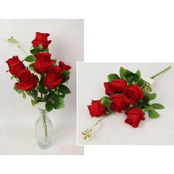 umělá květina Kytice RŮŽE výška 54 cm, 6 stonků (6 květů 7x5,5 cm) ČERVENÁ