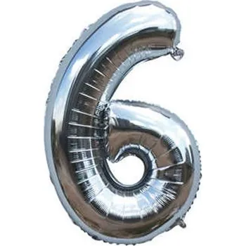 Balónek Fóliový balónek 82 cm-stříbrný číslo 6