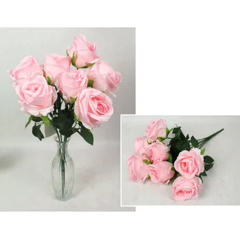 umělá květina Kytice RŮŽE výška 50 cm, 7 stonků (7 květů 11x9 cm) RŮŽOVÁ