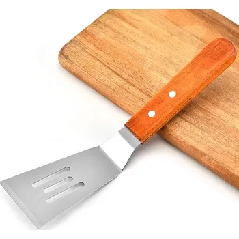 Obracečka Kuchyňská lopatka kovová s dřevěnou rukojetí 24x5,5 cm