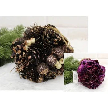 Závěsná dekorace koule z ŠÍPKŮ 13 cm mix barev