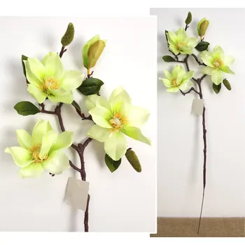 umělá květina Květ MAGNOLIA výška 73 cm (3 květy 12 cm a 1 poupě) LIMETKOVÁ
