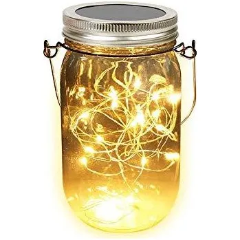 Vánoční dekorace Bezdoteku LEDSolar solární závěsná vánoční sklenice s řetězem teplá bílá 1 ks, iPRO, 1W, teplá bílá