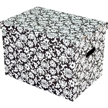 Elektroinstalační krabice Dekorativní úložná krabice 460x320x330 mm DAMASCO tmavě hnědo-bílá