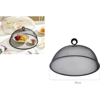 Ochranný kryt, ochrana proti hmyzu na potraviny, kovový, kulatý, 35 cm, ČERNÝ