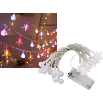 Vánoční dekorace Baterieové vánoční světýlka HVĚZDIČKY, KOULE 20 LED - 3 m vícebarevné