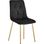 Černá sametová jídelní židle LIBRA se zlatými nohami