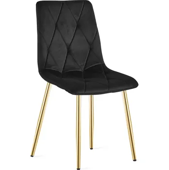 Jídelní židle Černá sametová jídelní židle LIBRA se zlatými nohami