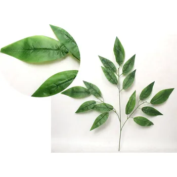 umělá květina Silikonový list 3-ramienny MANGO 70 cm zelený - 1 ks