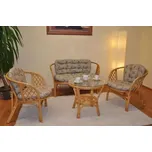 Ratanová sedací souprava Bahama medová velká polstry levandule - doprava zdarma - SLEVA 3% s kodem radost25