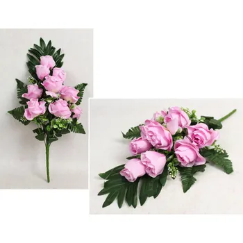 umělá květina Kytice RŮŽE výška 50 cm, 9 stonků (9 květů 6x6 cm) RŮŽOVÁ