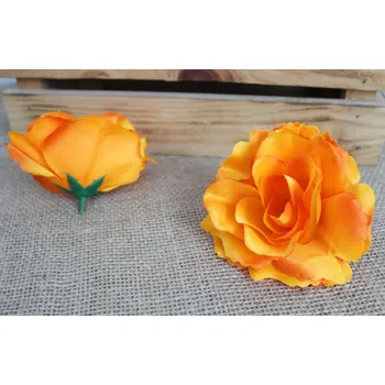 umělá květina Květinová hlava RŮŽE 10 cm ORANŽOVÁ
