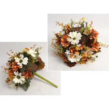 umělá květina Kytice MARGARETKA výška 30 cm, 14 stonků (květ 6x1,5 cm) ORANŽOVO-SMETANOVÁ