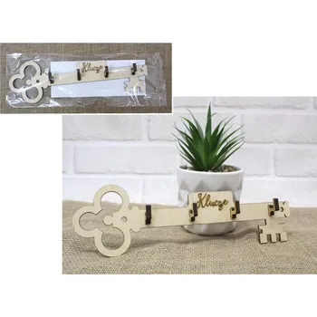 Věšák Dřevěný věšák na klíče 31 x 9,5 x 2,5 cm – KLÍČ
