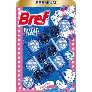 WC čistič Bref Premium Royal Flush Bling King tuhý WC blok 3 x 50g