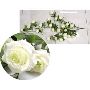 umělá květina Girlanda RŮŽE 3ramenná 1,2 m (23 květů 9 cm) BÍLÁ