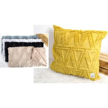 Povlak na dekorativní polštářek Dekorativní povlak na polštář VELUR CHLUPATÝ TROJÚHELNÍKY 45x45 cm MIX BAREV