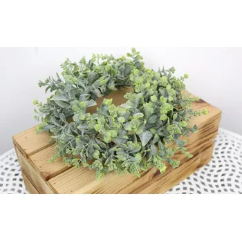 Věnec Dekorativní věnec 24 cm – zelený bělený