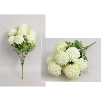 umělá květina Kytice CHRYZANTEMA výška 38 cm, 10 stonků (10 květů 6x4 cm) BÍLÁ